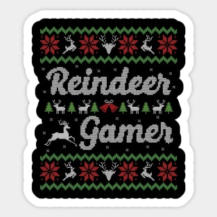 Ugly Christmas Sweater Reindeer Gamer Sticker